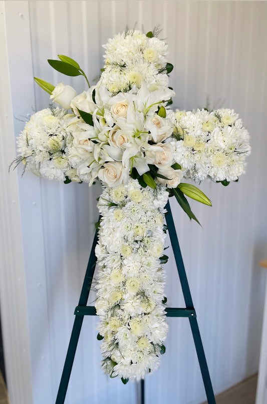 White Funeral Cross